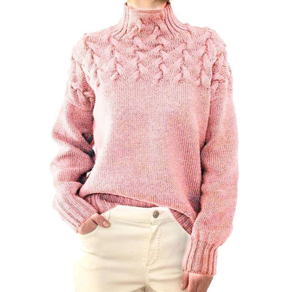 Julie – Cable Knit High Collar Sweater