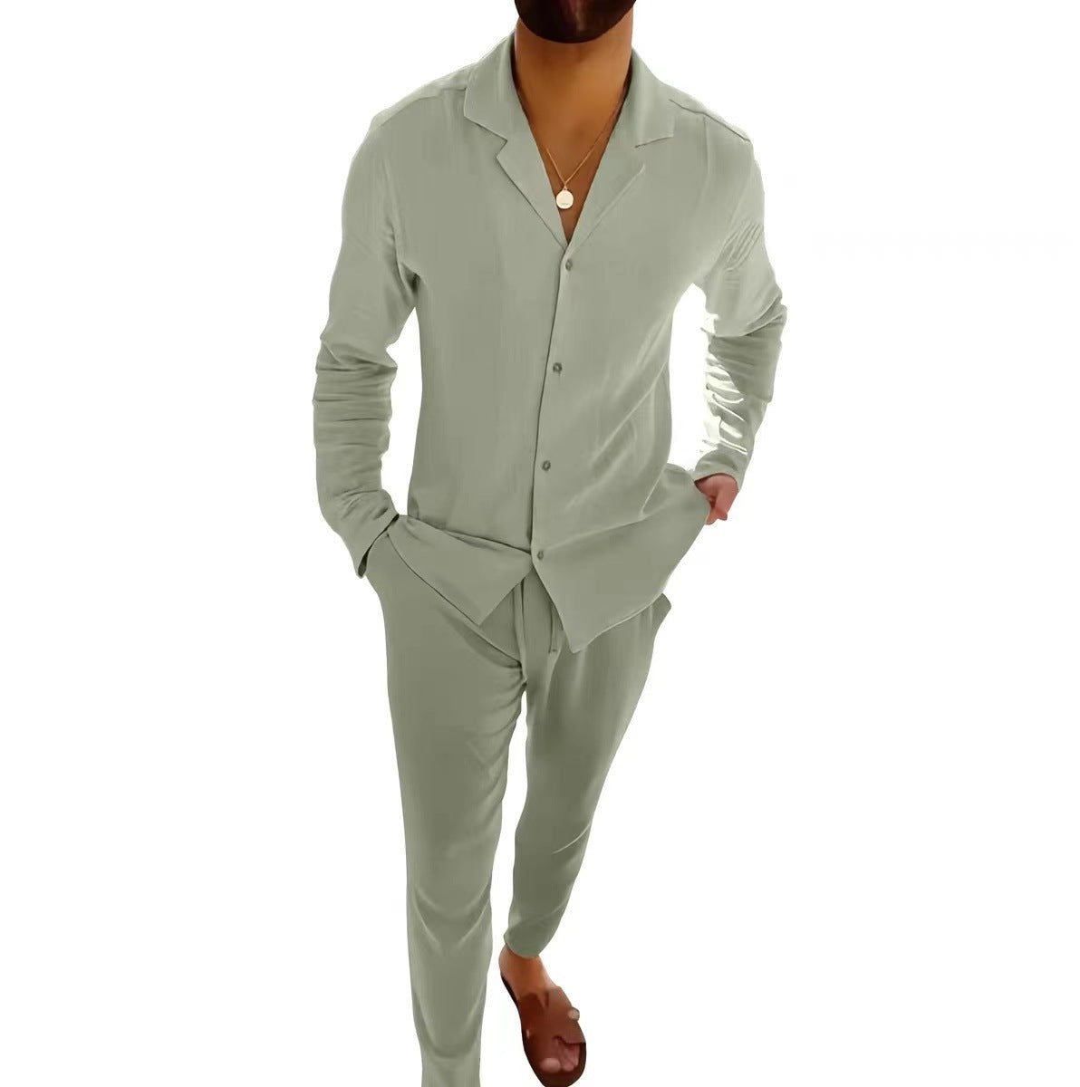 Ray – Casual Long-sleeved Suit Set with Stylish Lapel Design