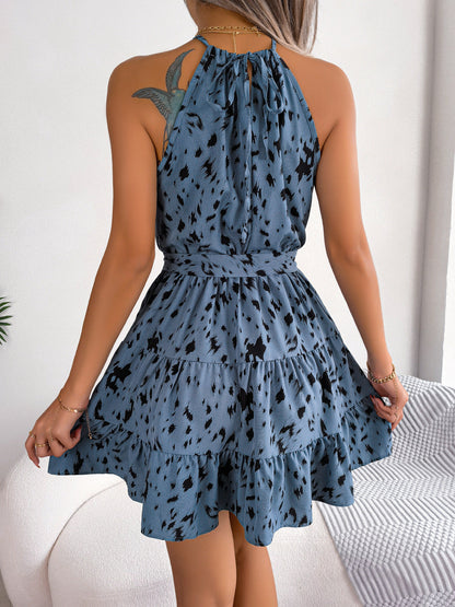 Grace – Leopard Print Ruffled Swing Dress