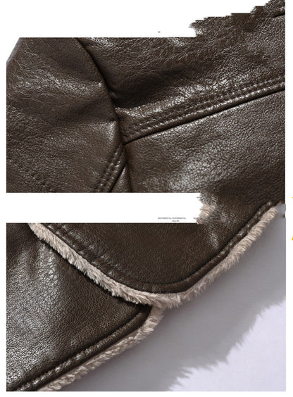 Vincent – Plush Lapel Vegan Leather Jacket with Warm Fleece