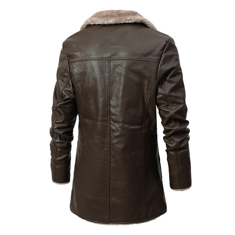 Vincent – Plush Lapel Vegan Leather Jacket with Warm Fleece