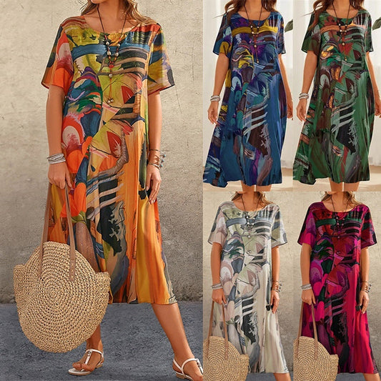 Carly – Casual Printed Dress with Loose Beach Style