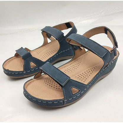 Jacqueline – Large Size Casual Round Toe Low Heel Solid Color Sandals