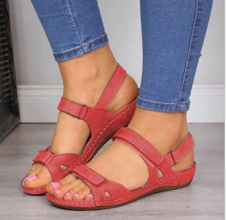 Jacqueline – Large Size Casual Round Toe Low Heel Solid Color Sandals