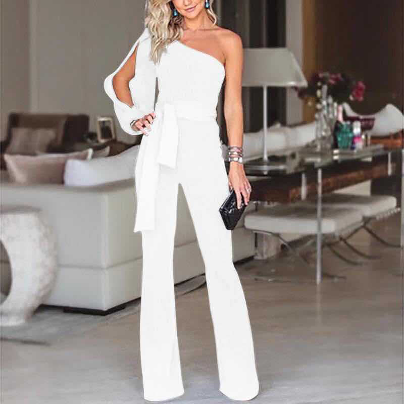 Susan – Women's High Waist One-Shoulder Jumpsuit