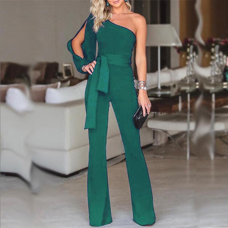 Susan – Women's High Waist One-Shoulder Jumpsuit