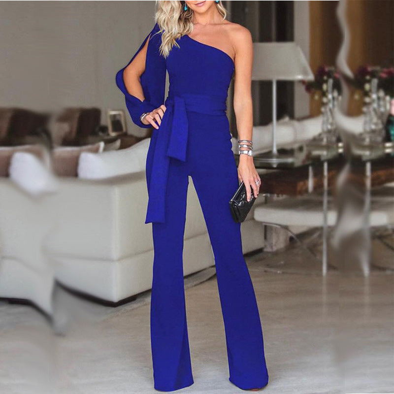 Susan – Women's High Waist One-Shoulder Jumpsuit