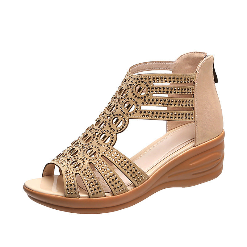 Louise – Comfortable Crystal Wedge Sandals for Women