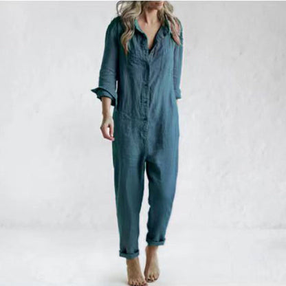 Jessica – Casual Long Sleeve Jumpsuit with Pockets