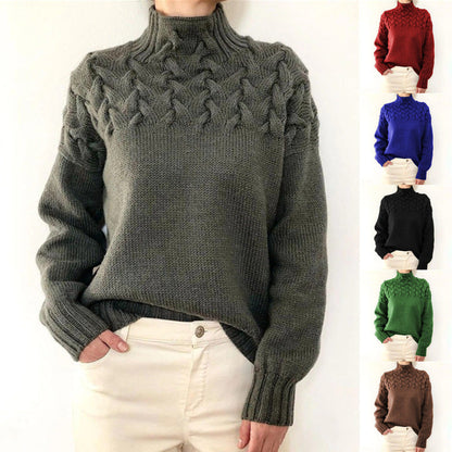 Julie – Cable Knit High Collar Sweater