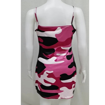 Valencia - Bold Camouflage Halter Mini Dress for Women