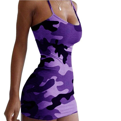 Valencia - Bold Camouflage Halter Mini Dress for Women