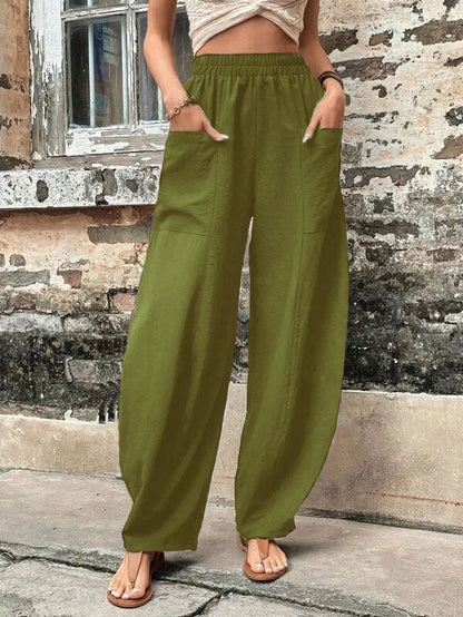 Leanne – Women's High Waisted Casual Harem Pants with Pockets