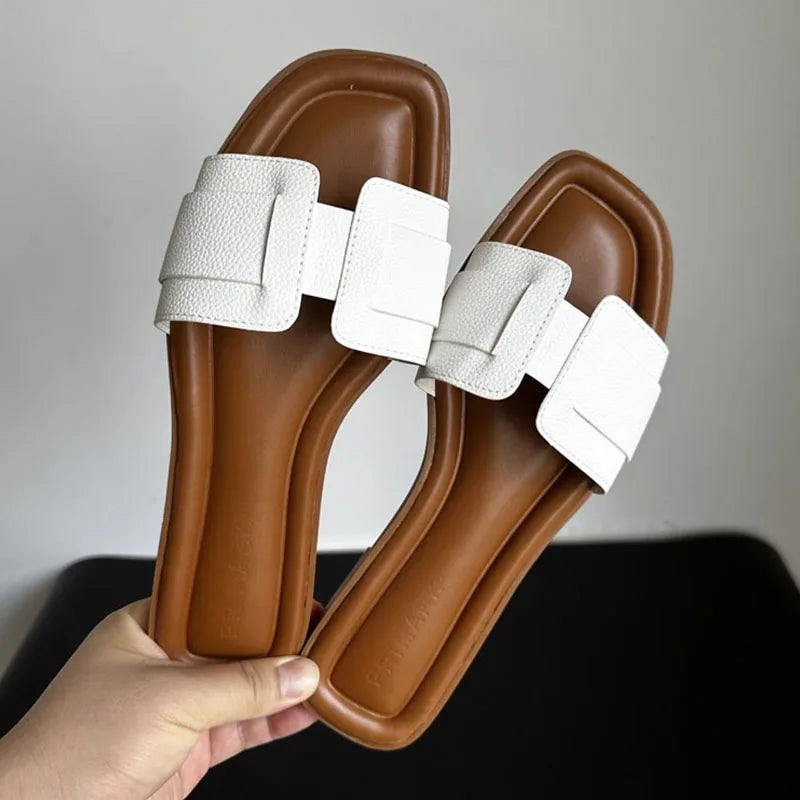 Lily – Luxury Leather Flat Slippers for Summer