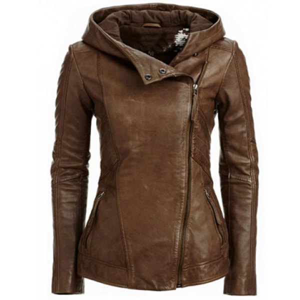 William – Fashion Hooded Long Sleeve Leather Jacket