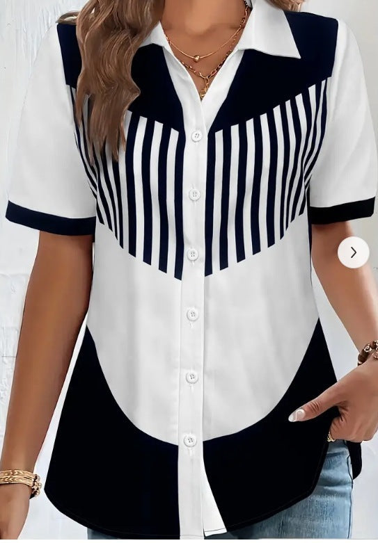 Michael – Striped Print Short Sleeved Shirt