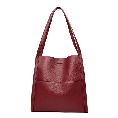 Tamsin – Solid Color Genuine Leather Shoulder Bag