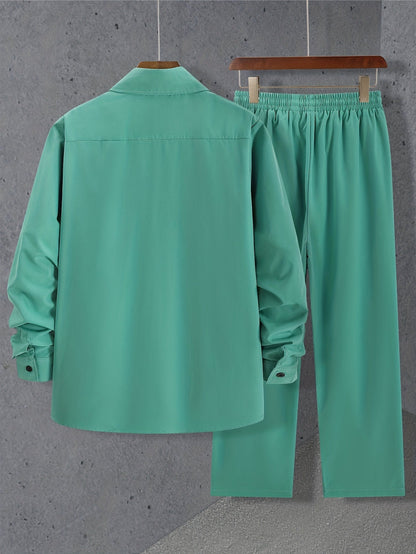 Theron – Long-Sleeved Shirt and Drawstring Trousers Set