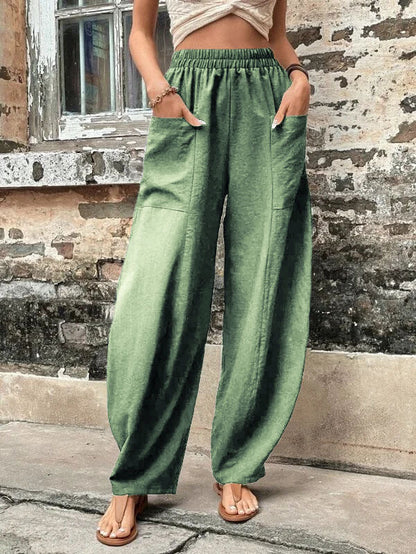 Leanne – Women's High Waisted Casual Harem Pants with Pockets