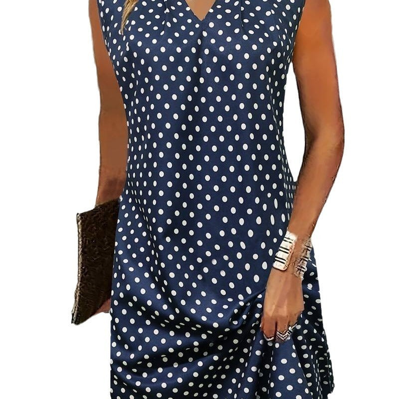 Elizabeth – Polka Dot Printed V-neck Vest Dress