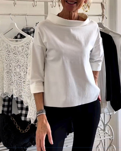 Miriam-Casual top with solid color blazer layer