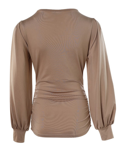 Vivienne - Plunge Lantern Sleeve Ruched Top