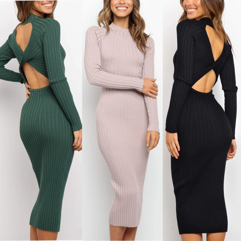 Chelsea – Women's Backless Bow Sweater Dress