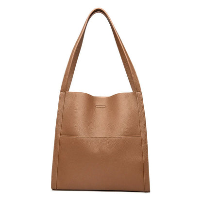 Tamsin – Solid Color Genuine Leather Shoulder Bag