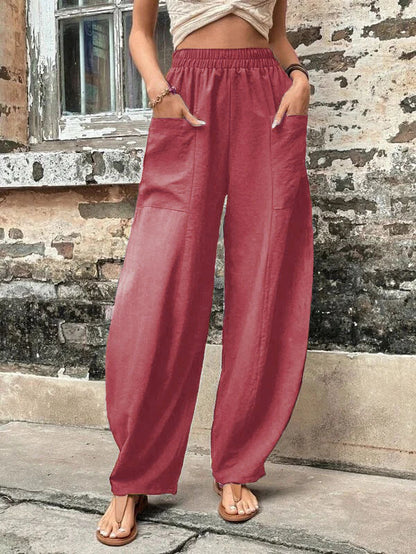 Leanne – Women's High Waisted Casual Harem Pants with Pockets