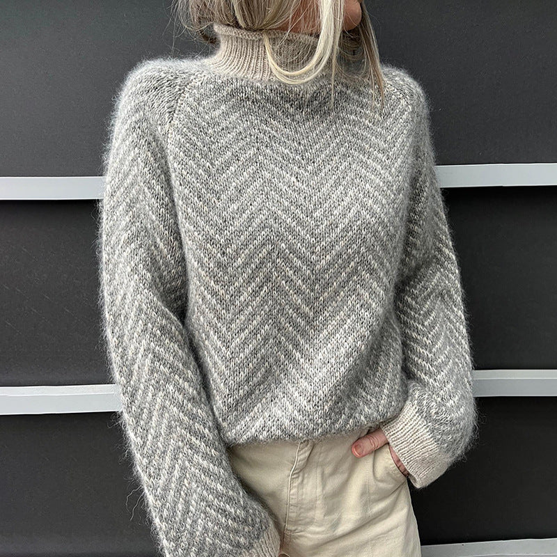 Rachel – High Neck 3D Effect Sweater