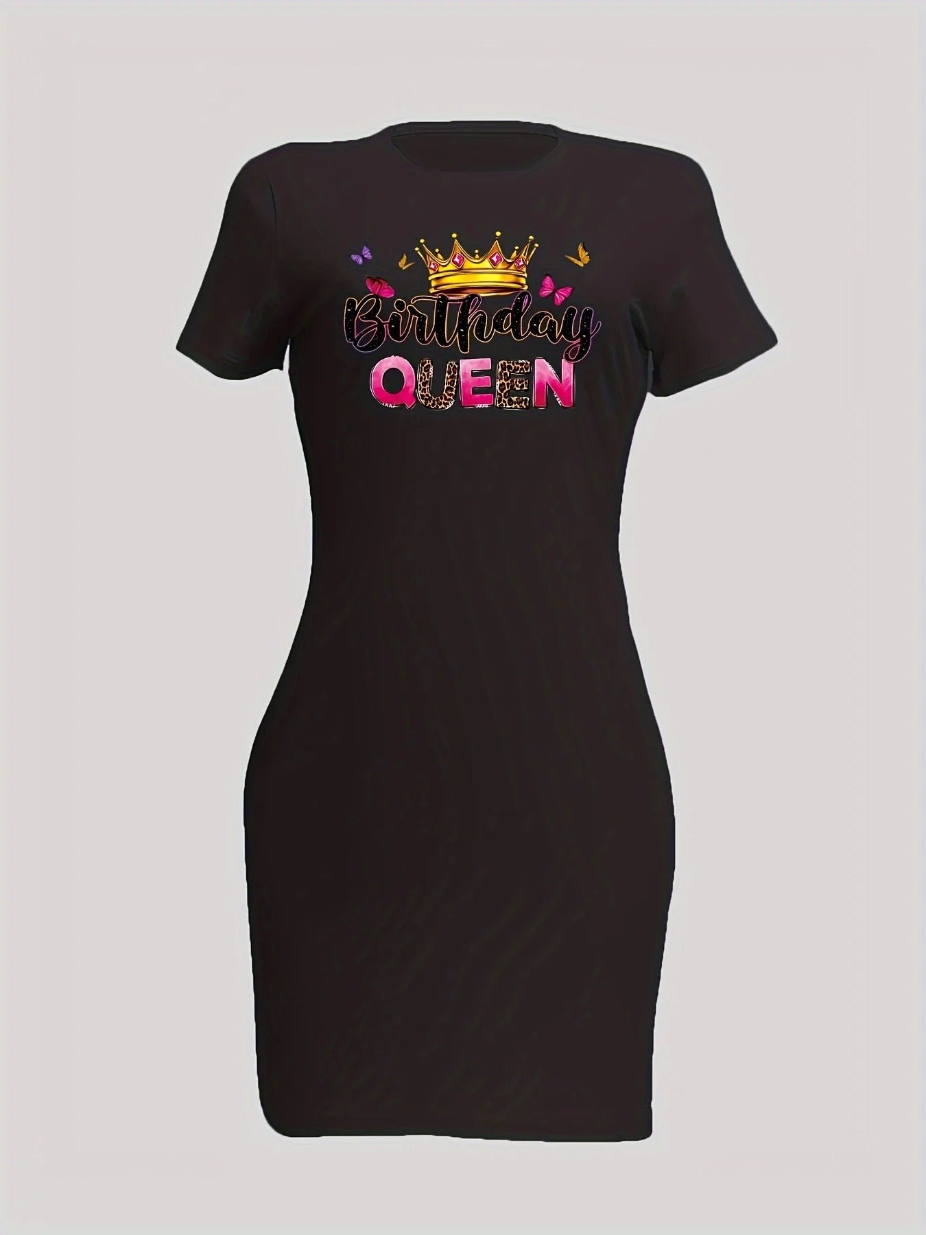 Rowena - Casual Queen Print T-Shirt Dress for Women