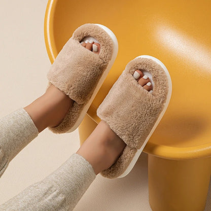 Cassandra - Cozy Fur Peep Toe Slippers for Women