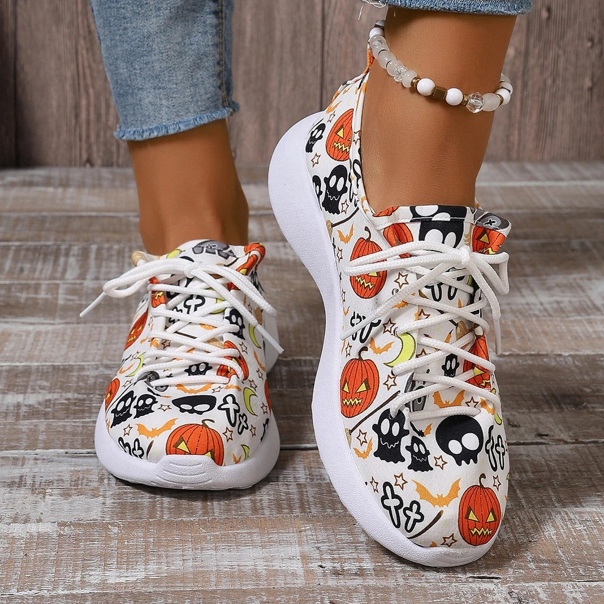 Winifred - Playful Pumpkin Pattern Flats for Women