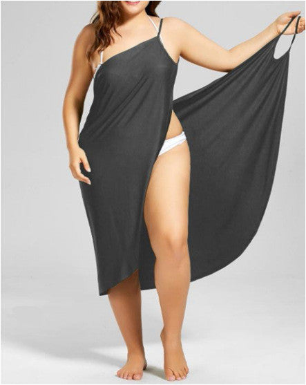 Victoria – Plus Size Beach Skirt with Suspenders