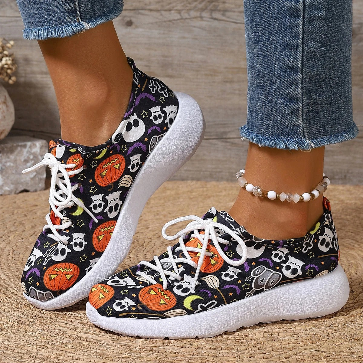 Winifred - Playful Pumpkin Pattern Flats for Women