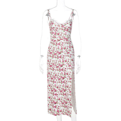 Claire – Elegant Floral Slit Summer Dress