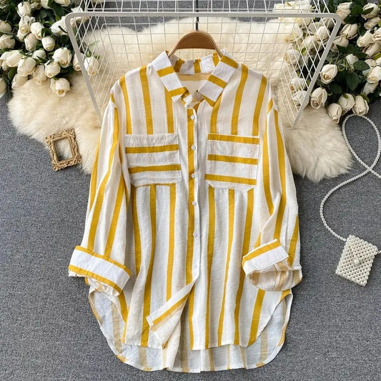 Orielle - Trendy Striped Long-Sleeve Blouse for Women