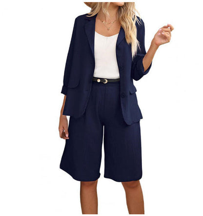 Caroline – Women's Cardigan Jacket Shorts Two Piece Set