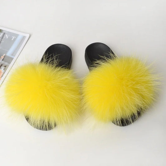 Olivet - Fluffy Real Fur Slippers for Women