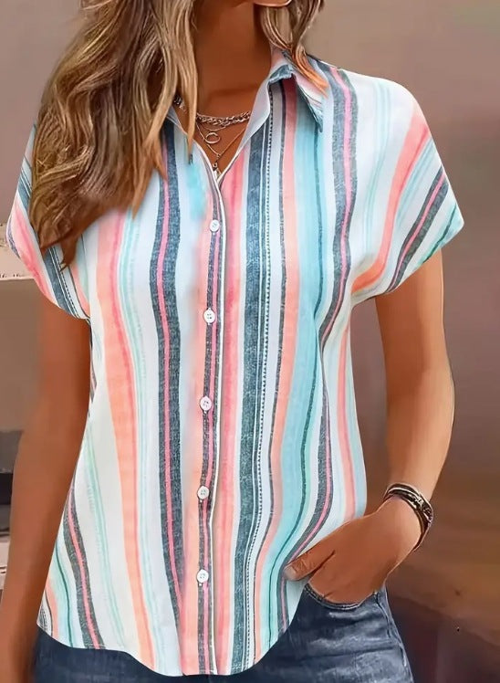 Michael – Striped Print Short Sleeved Shirt