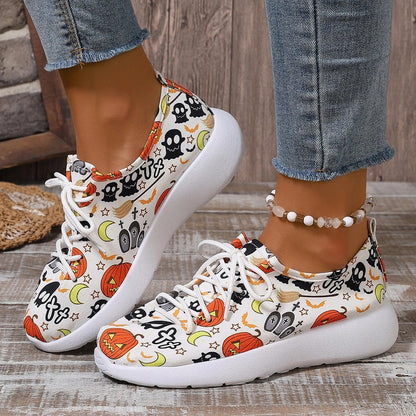 Winifred - Playful Pumpkin Pattern Flats for Women