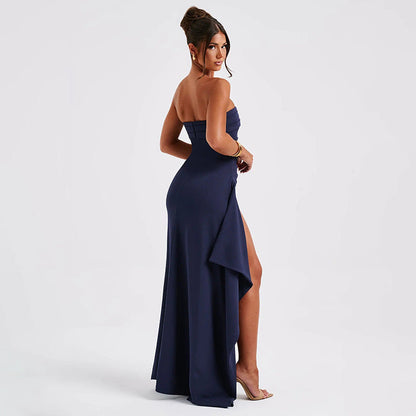 Nicola – Strapless Pleated Long Dress