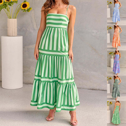 Mandy – Striped Backless Beach Dress