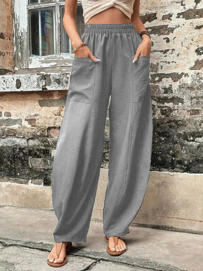 Leanne – Women's High Waisted Casual Harem Pants with Pockets