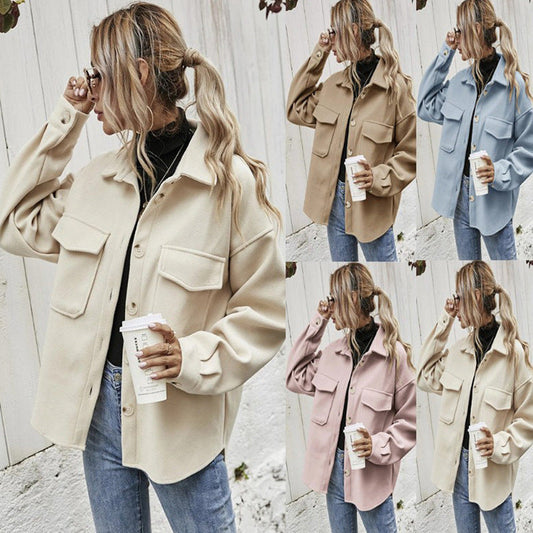 Leanne – Thickened Solid Color Woolen Short Coat