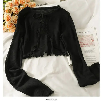 Opal - Elegant Lace-Trimmed Cardigan Blouse for Women