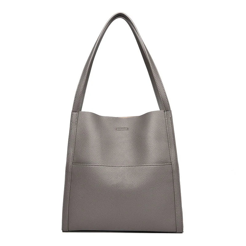 Tamsin – Solid Color Genuine Leather Shoulder Bag