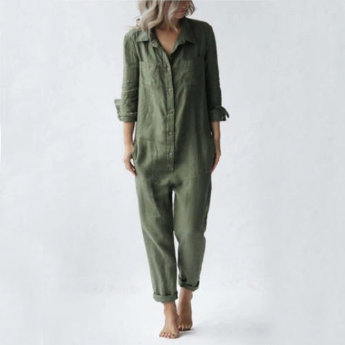 Jessica – Casual Long Sleeve Jumpsuit with Pockets