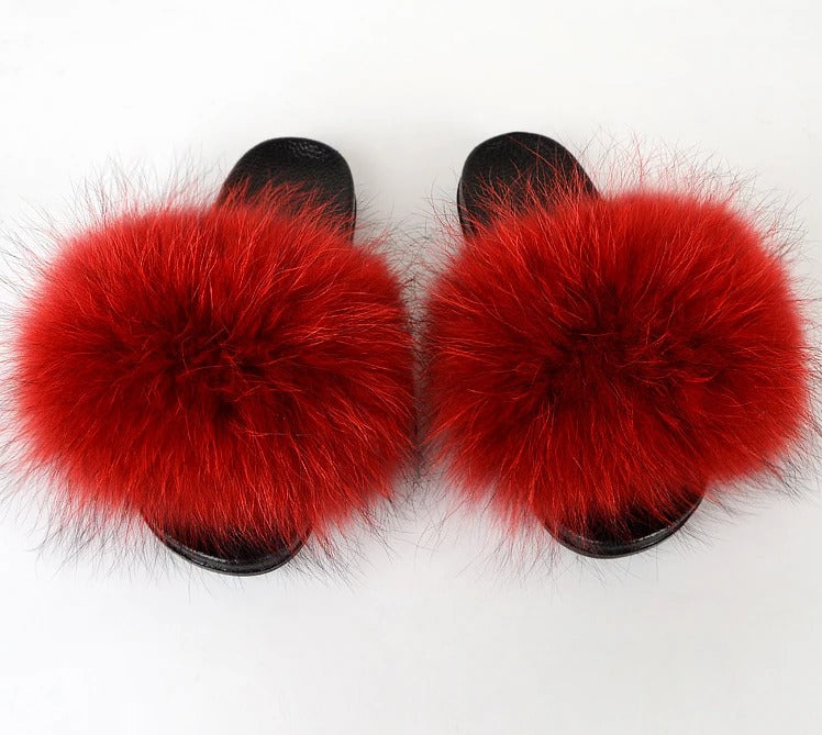 Olivet - Fluffy Real Fur Slippers for Women