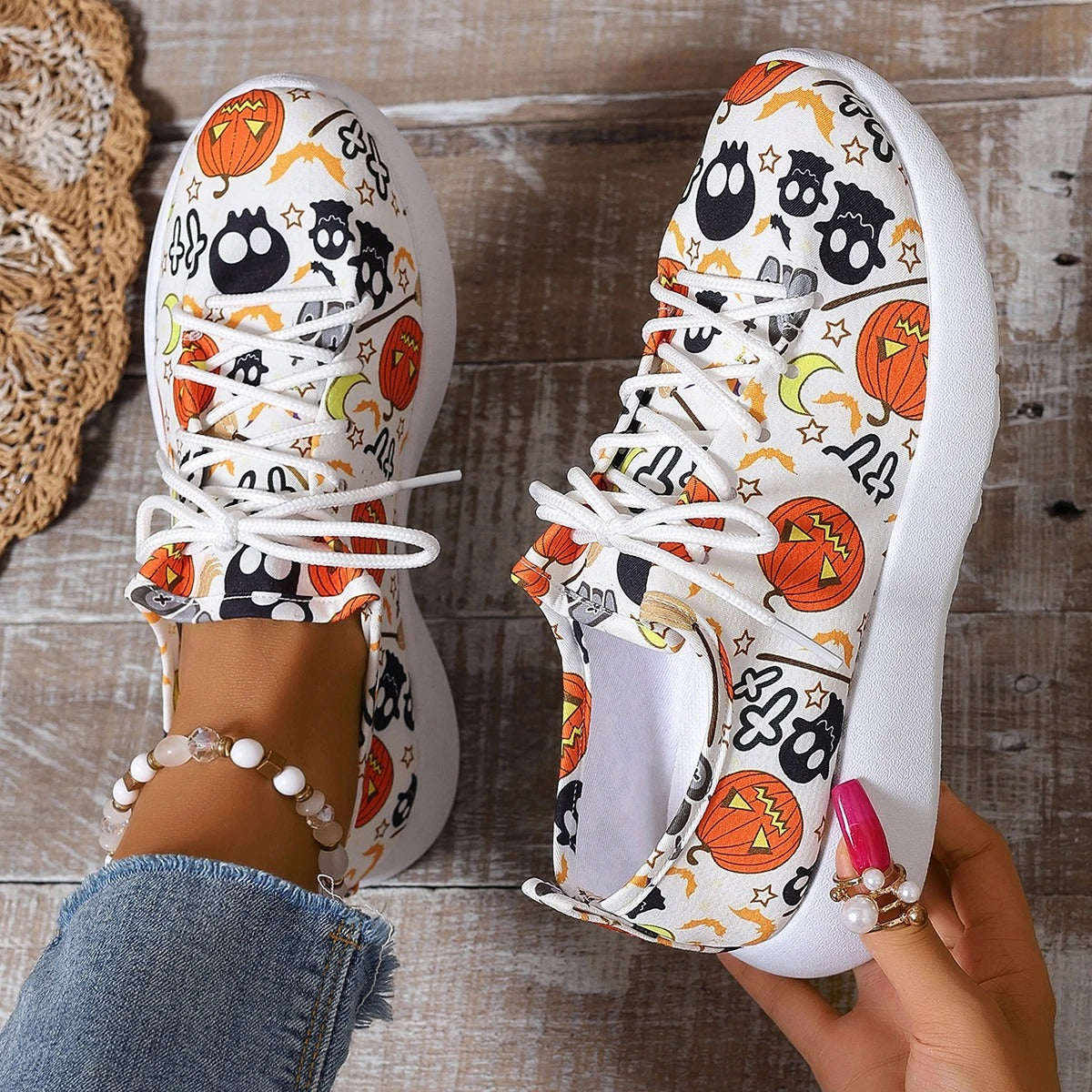 Winifred - Playful Pumpkin Pattern Flats for Women